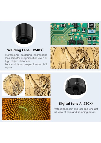 Lınkmıcro LM246MS 3 Lens 7 Inc HDMI Dijital Mikroskop 2000 x
