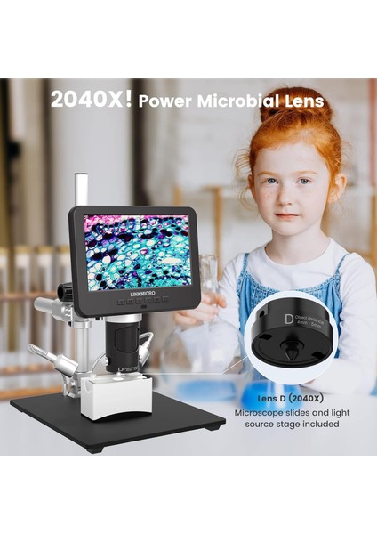 Lınkmıcro LM246MS 3 Lens 7 Inc HDMI Dijital Mikroskop 2000 x