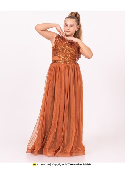 Abiye ve Mezuniyet Bel Detaylı Kız Elbise