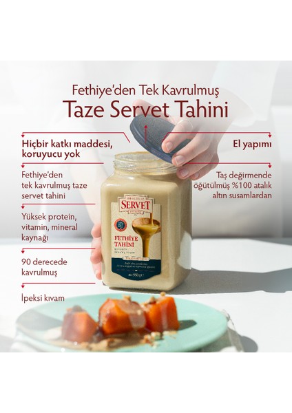 Bercekız Servet Şekerleme Taze Üretilmiş Tek Kavrulmuş Fethiye Tahini 950 gr - Yerli Susam