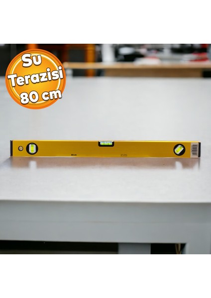 Aluminyum Su Terazisi 80 cm Inşaat Duvar Fayans Marangoz Mühendislik Ölçüm Eğim Ölçü Eğik Ölçme