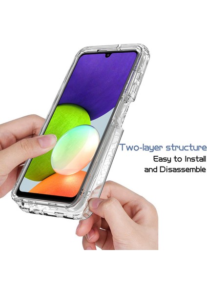 Samsung Galaxy A22 4g (Ab Versiyonu) Şık Desen Baskı Pc Çerçevesi+Tpu Kapak 2 Arada Damla Önleme Koruyucu Şeffaf Telefon Kılıf Mandala Çiçeği (Yurt Dışından)