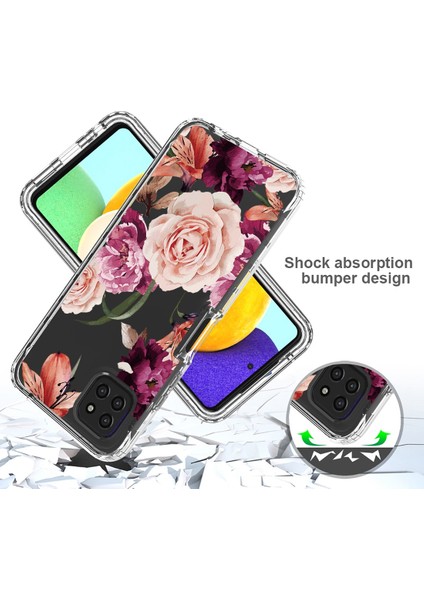 Samsung Galaxy A22 5g (Ab Versiyonu) Pc Çerçevesi+Tpu Kapağı 2'si 1 Arada Şık Desen Baskı Geri Kapak Etkin Çiçek (Yurt Dışından)