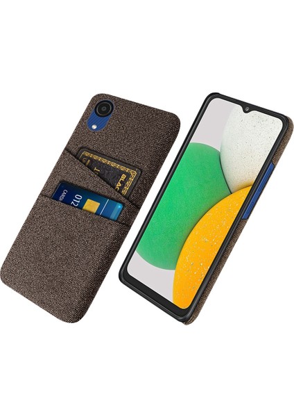 Samsung Galaxy A23E Çizgiye Dönüş Bezi Doku Telefon Kılıfı Çift Kart Yuvaları Pc Koruyucu Arka Kapak Kahverengi (Yurt Dışından)