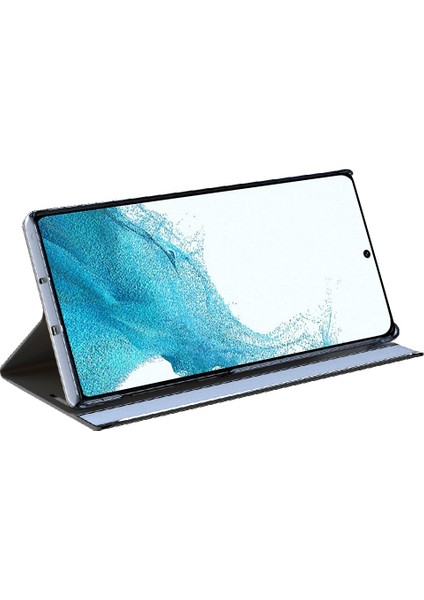 Samsung Galaxy S23 Için+ Yan Görünüm Penceresi Telefon Kabası Katlanabilir Stand Pu Deri Koruyucu Kapak Kırmızısı (Yurt Dışından)