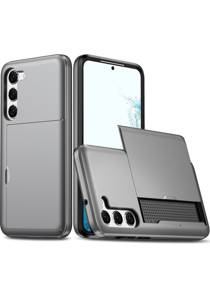 Samsung Galaxy S23+ Cep Telefonu Kılıfı Tpu+ Pc Slayt Kartı Tutucu-Dark Gray ile Kırmaya Dayanıklı Arka Kapak (Yurt Dışından)