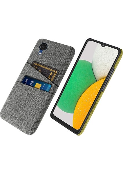 Samsung Galaxy A23E Kumaş Doku Çift Kart Yuvaları Telefon Geri Dikkatli Kılıf Sabit Pc Bırak-Kötü Kapak Grey (Yurt Dışından)