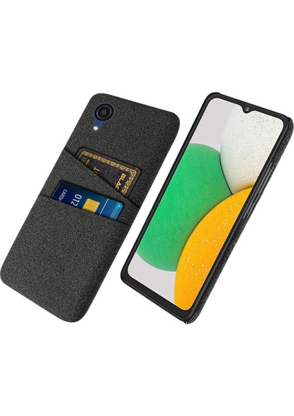Samsung Galaxy A23E Kumaş Doku Çift Kart Yuvaları Telefon Geri Kılıf Sabit Pc Bırak-Kötü Kapak Black (Yurt Dışından)