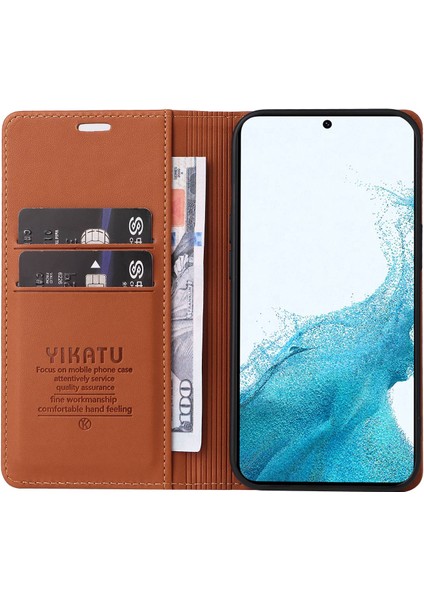 Samsung Galaxy S23+ Manyetik Otomatik Kapanış Pu Deri Deri Şok Geçirmez Cüzdan Kılıfı Katlanabilir Stand Koruyucu Kapak Kılıfı (Yurt Dışından)