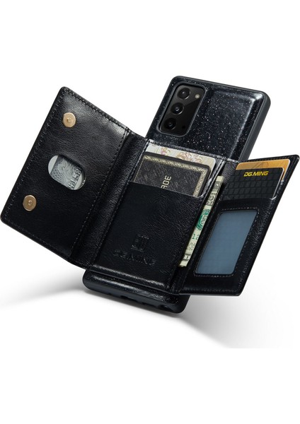 Samsung Galaxy NOTE20/NOTE20 Için 5g 2 Arada Söndürülebilir Fermuarlı Cüzdan Telefon Kılıfı Işıltılı Manyetik Akıllı Telefon Kapağı Kickstand-Black (Yurt Dışından)