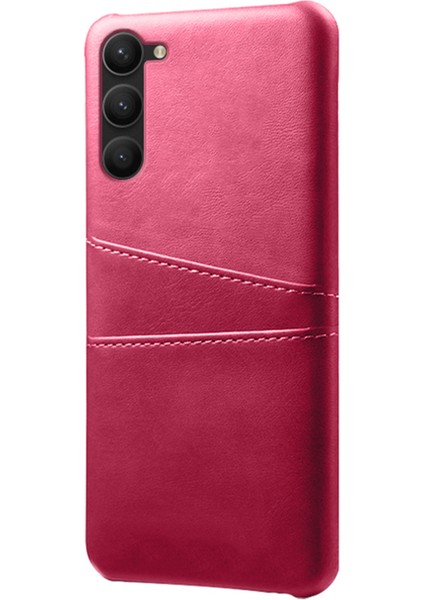 Samsung Galaxy S23+ Çift Kart Yuvaları Pu Deri Kaplamalı Pc Kapağı Damla Geçirmez Koruyucu Telefon Kılıfı (Yurt Dışından)