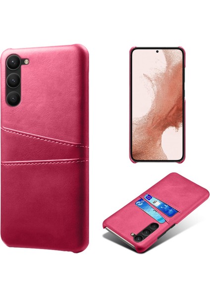 Samsung Galaxy S23+ Çift Kart Yuvaları Pu Deri Kaplamalı Pc Kapağı Damla Geçirmez Koruyucu Telefon Kılıfı (Yurt Dışından)