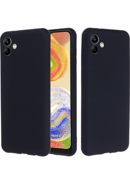 Samsung Galaxy A04 4g (164.4 x 76.3 x 9.1 Mm) Sıvı Silikon Telefon Kılıfı Anti-Çizelge Yumuşak Fiber Astar Kamera Koruma Kapağı Strap-Black (Yurt Dışından)
