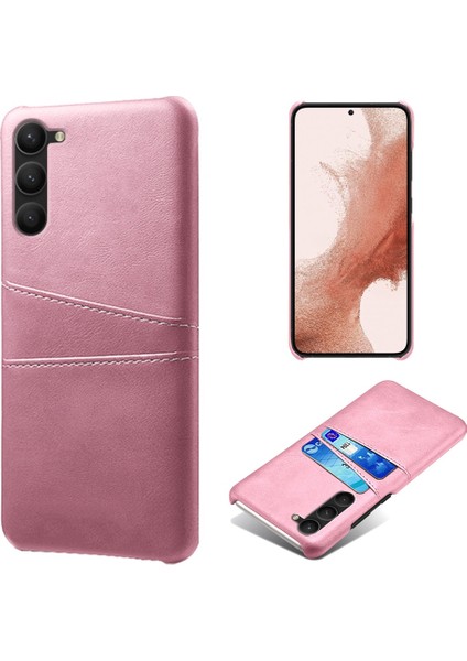 Samsung Galaxy S23 Için Çift Kart Yuvaları Pu Deri Kaplamalı Pc Kapağı Yumru Kanıtı Koruyucu Telefon Kılıfı Gold (Yurt Dışından)