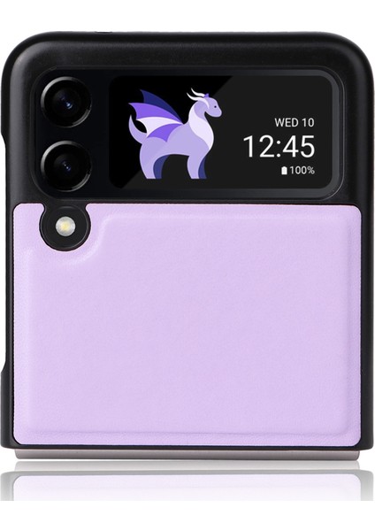Samsung Galaxy Z Flip3 Için Ykatu 5g Telefon Kılıfı Dalgalı Anti-Drop Şok Geçirmez Kılıf Pu Deri+Tpu Telefon Kapak Morası (Yurt Dışından)