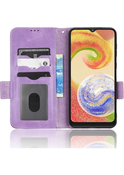 Samsung Galaxy A04 4g (164.4 x 76.3 x 9.1 Mm) Cüzdan Telefon Kılıfı Üçgen Desen Baskılı Şok Geçirmez Kılıf Anti-Güz Pu Deri Stand Kapağı Strap-Amaçlı (Yurt Dışından)