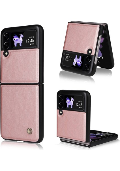 Samsung Galaxy Z Flip3 Için Ykatu 5g Telefon Kılıfı Damdan Önleme Anti Şok Geçirmez Kılıf Pu Deri+Tpu Telefon Kapak Golü Altın (Yurt Dışından)