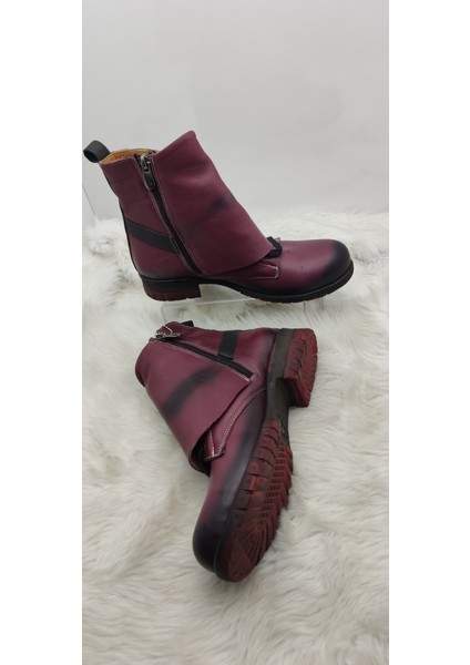 Çiğdem Gerçek Deri Bordo Kadın Bot (B2B) - Bordo - 40 - ST01188-BORDO-40