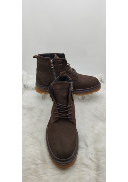 Acı Kahve Gerçek Nubuk Deri Yanı Fermuarlı, Bağlı Spor Model Bot (2207) - Acı Kahve - 40 - ST01133-ACI Kahve-40 modelleri