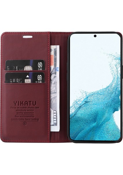 Samsung Galaxy A54 5g Yk- Anti-Fall Pu Deri Deri Flip Cüzdan Kılıfı Güçlü Manyetik Otomatik Absorbed Stand Anti-Kırpma Telefon Kapak Kırmızısı (Yurt Dışından)