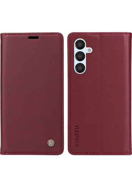 Samsung Galaxy A54 5g Yk- Anti-Fall Pu Deri Deri Flip Cüzdan Kılıfı Güçlü Manyetik Otomatik Absorbed Stand Anti-Kırpma Telefon Kapak Kırmızısı (Yurt Dışından)