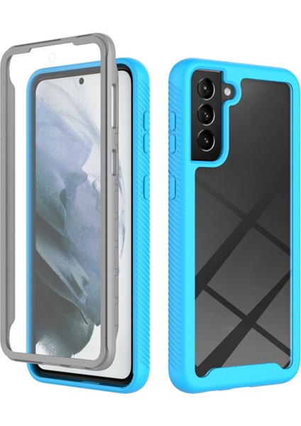 Samsung Galaxy S21 4g/5g Tam Koruma Telefon Kılıfı Sabit Pc+Yumuşak Tpu Hibrit Kapak Pet Ekran Koruyucu Baby Mavi (Yurt Dışından)