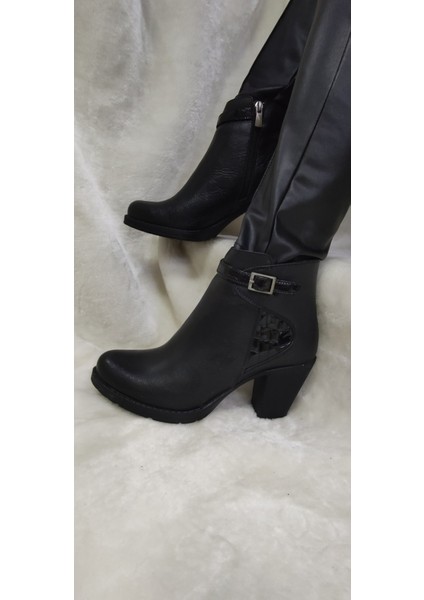 Çiğdem Gerçek Deri Siyah Fermuarlı Topuklu Kadın Bot (Lydwst B10) - Siyah - 37 - ST01428-SİYAH-37 fiyatları