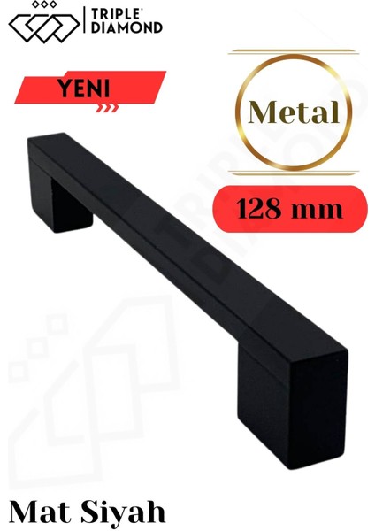 128 mm Metal Siyah Çekmece Kulpları Dolap Mutfak Mobilya Kulpu 1 Adet ( 12.8 cm )