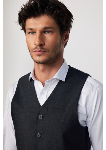 Slim Fit Dar Kesim 3 Cepli 4 Mevsim Düz Gri Erkek Yelek fiyatları