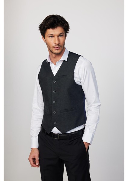 Slim Fit Dar Kesim 3 Cepli 4 Mevsim Düz Gri Erkek Yelek modelleri