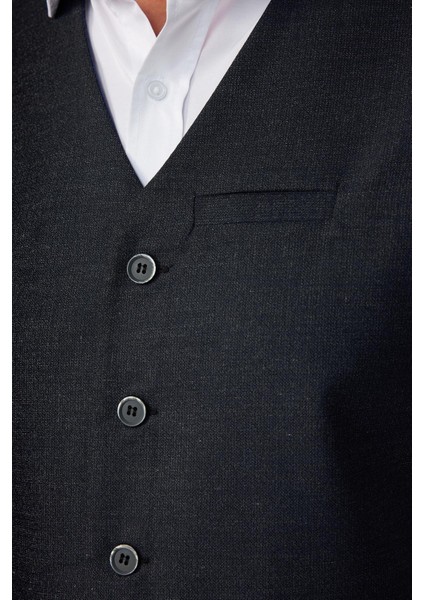 Slim Fit Dar Kesim 3 Cepli 4 Mevsim Düz Gri Erkek Yelek fırsatları