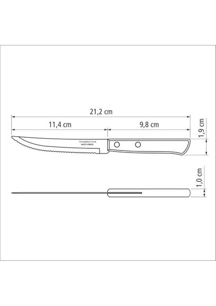 Bıçak Polywood Sap Steak Et Bıçağı 12 Adet