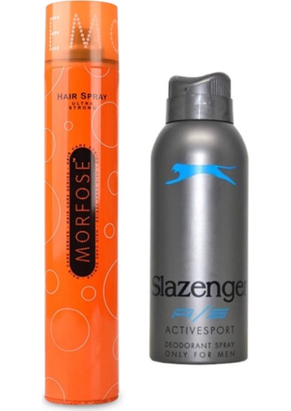 Saç Spreyi Ultra Strong Turuncu 400 ml + Slazenger Active Sport Mavi Deodorant 150 ml