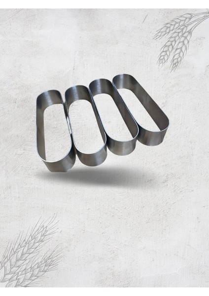 Oval Sandviç Ekmeği Pişirme Kalıbı - 14X4X4 cm Argon Kaynaklı 4'lü OVL-14X4