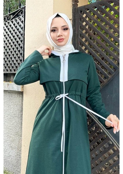 Kapşonlu Fermuarlı Belden Beyaz Bağcıklı Sade Basic Ikili Spor Takımı - 36578 - Nefti