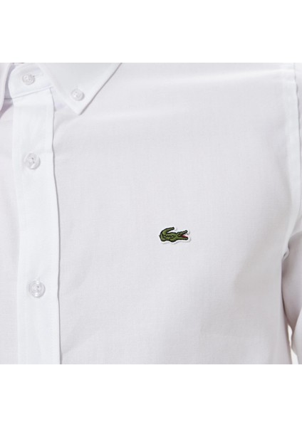 Lacoste Erkek Slim Fit Düğmeli Yaka Beyaz Gömlek fırsatları