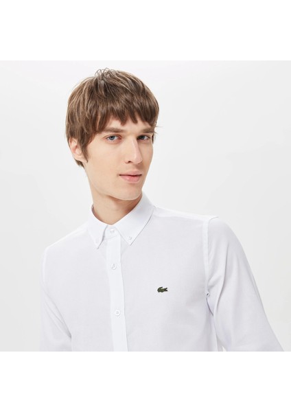 Lacoste Erkek Slim Fit Düğmeli Yaka Beyaz Gömlek modelleri