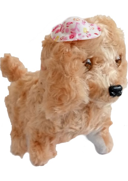 Bal Renginde Kuyruk Sallayan Havlayan Işıklı Sesli Yürüyen Peluş Köpek -- Pil Hediyeli --