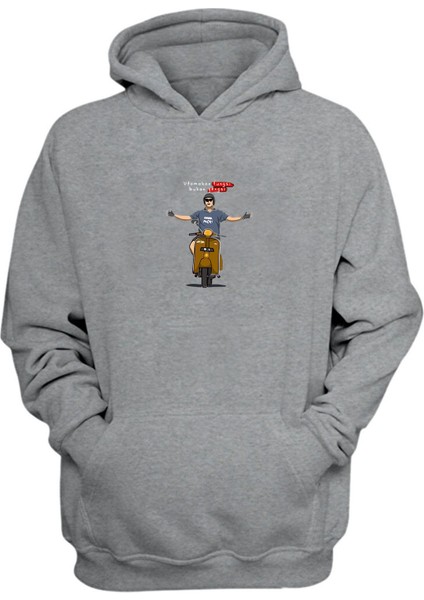 Unisex Utamakan Fungsi Baskılı Gri Normal Kalıp Şardonlu Kalın Sweatshirt