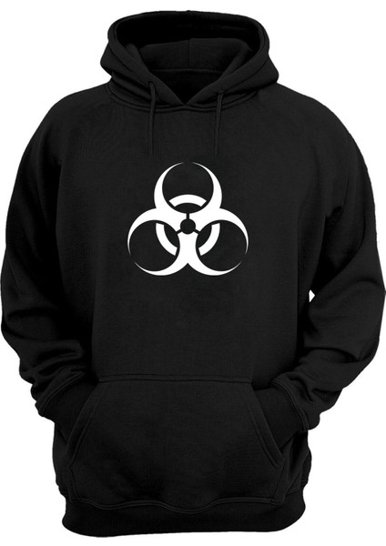Unisex Toxic Baskılı Siyah Normal Kalıp Şardonlu Kalın Sweatshirt