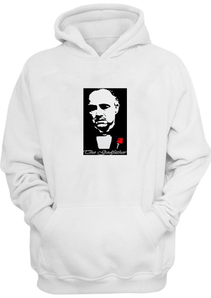 Unisex The Godfather Marlon Brando Baskılı Beyaz Normal Kalıp Şardonlu Kalın Sweatshirt