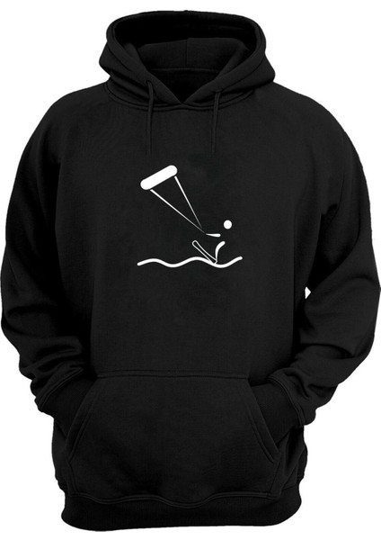 Unisex Yaratıcı Uçurtmalar Baskılı Siyah Normal Kalıp Şardonlu Kalın Sweatshirt