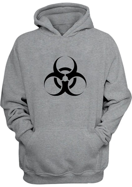 Unisex Toxic Baskılı Gri Normal Kalıp Şardonlu Kalın Sweatshirt
