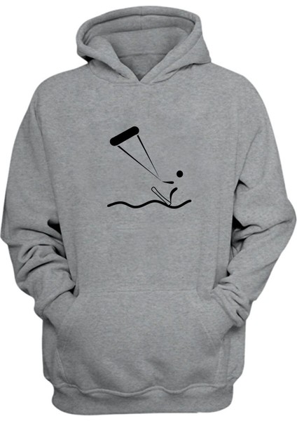 Unisex Yaratıcı Uçurtmalar Baskılı Gri Normal Kalıp Şardonlu Kalın Sweatshirt