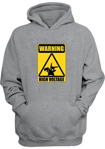 Unisex Spread Shirt Sticker Voltage Clothing Baskılı Gri Normal Kalıp Şardonlu Kalın Sweatshirt