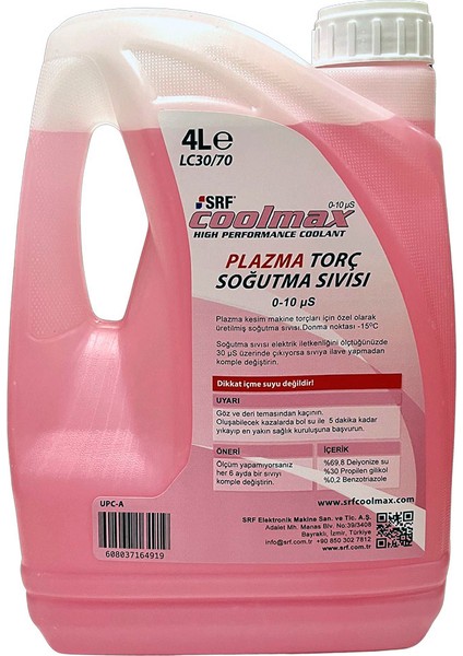 Cnc Plazma Torç Soğutma Sıvısı 4lt