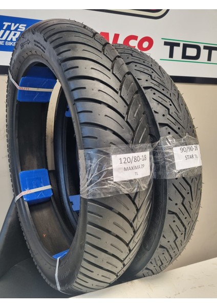 Maruti Tyres 90/90-18 ve 120/80-18 Motosiklet Lastik Takımı Tl (Tubeless - Dubleks) Maximastar