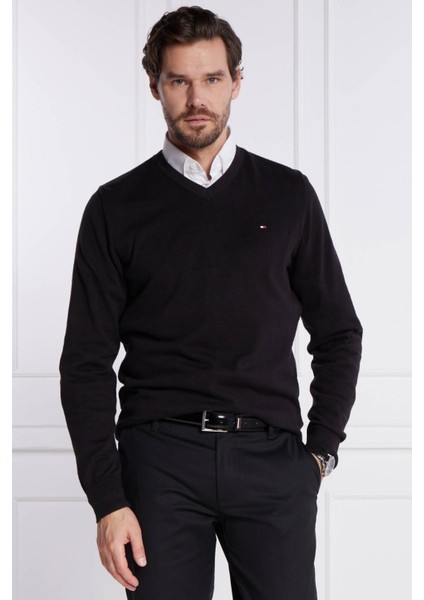 Tommy Hilfiger Classıc Cotton V Neck Erkek Kazak