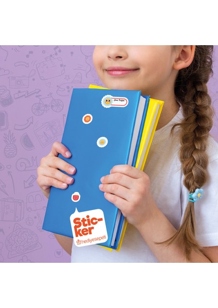 Sevimli Iconlar Isim Yazılı Defter Kitap Okul Etiketi