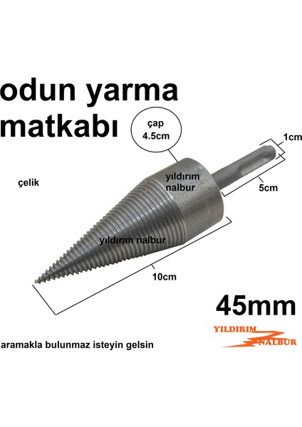 45 mm Çelik Odun Yarma Matkap Ucu Kalın Sds Plus Yarma Kaması Çelik Odun Kesme Kırma Parçalama Keskisi